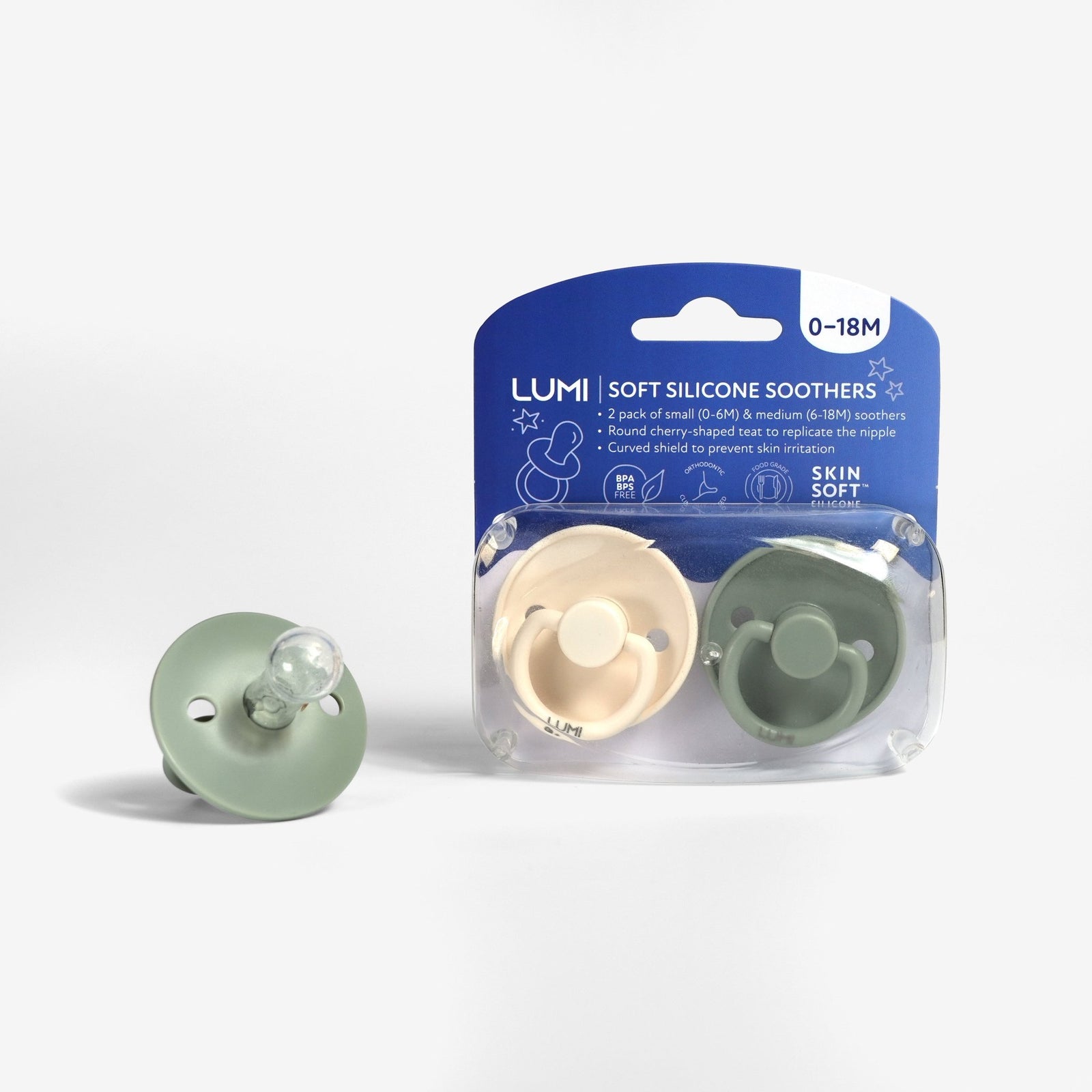 LUMI Soft Silicone Soothers - 2 Pack - LUMI Sleep
